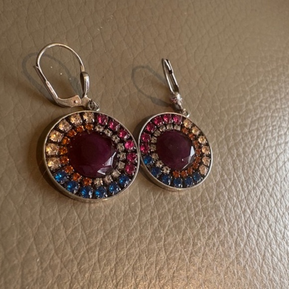 COEUR DE LION original dangle drop earrings Swarovski crystals multicolour - Picture 2 of 7